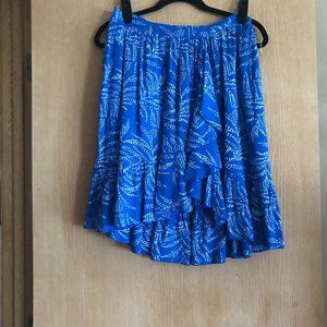 Sundance Blue Ruffled Asymmetrical Skirt